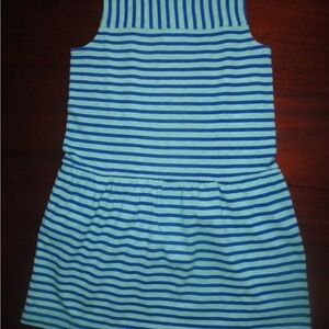 10 Aqua and Blue Striped Sleeveless Dress